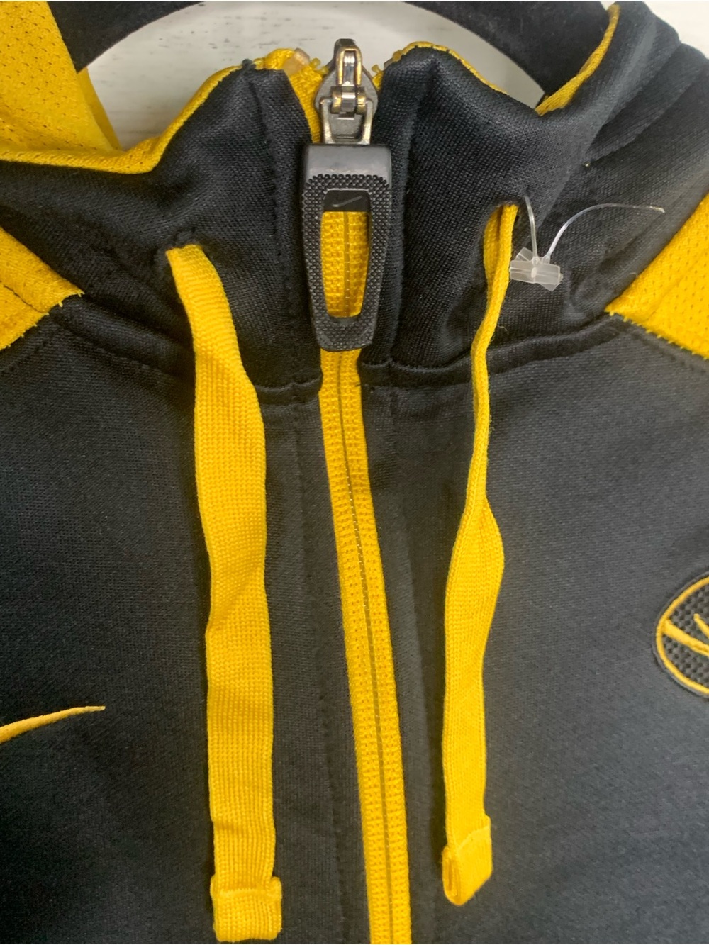 Nike Black and Yellow Hooded Varsity Jacket